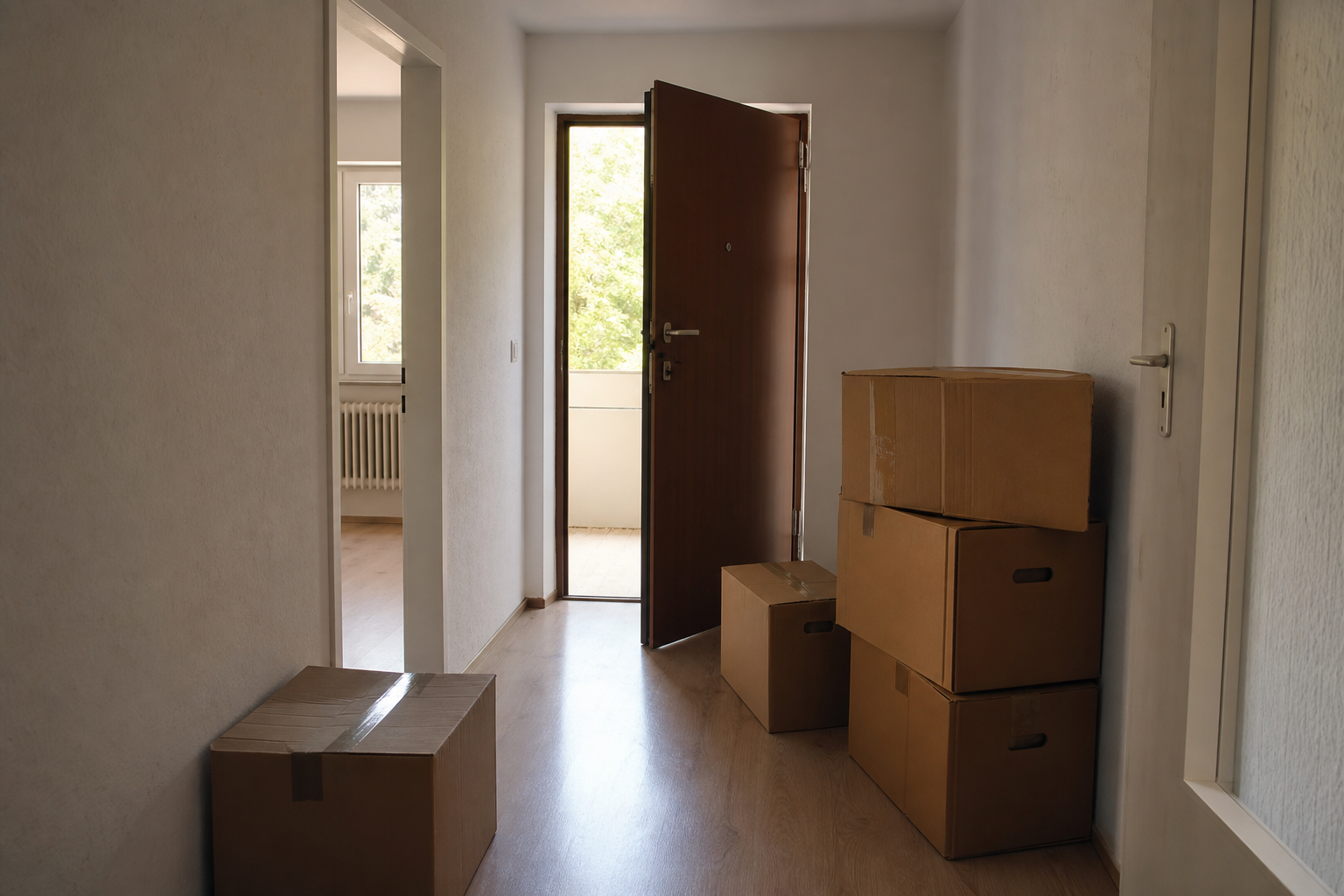 Auszug Checkliste — Umzugskartons in leerer Wohnung
